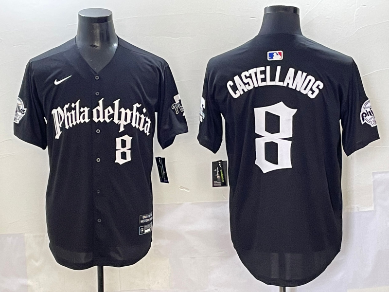 Men's Philadelphia Phillies Nick Castellanos #8 Black Jersey